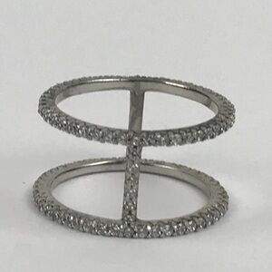 Sterling Silver Double Band CZ Designer Style Ring